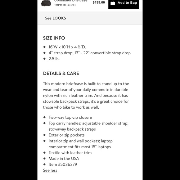 NWT TOPO Designs Commuter Briefcase In Black - Picture 3 of 10